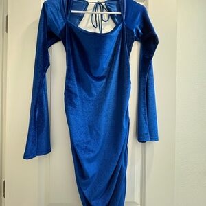 Elegant Blue Long Sleeve Dress